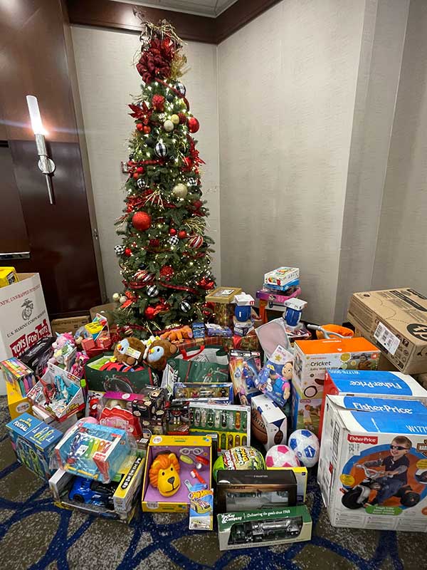 Gifts around the Christmas tree for tots